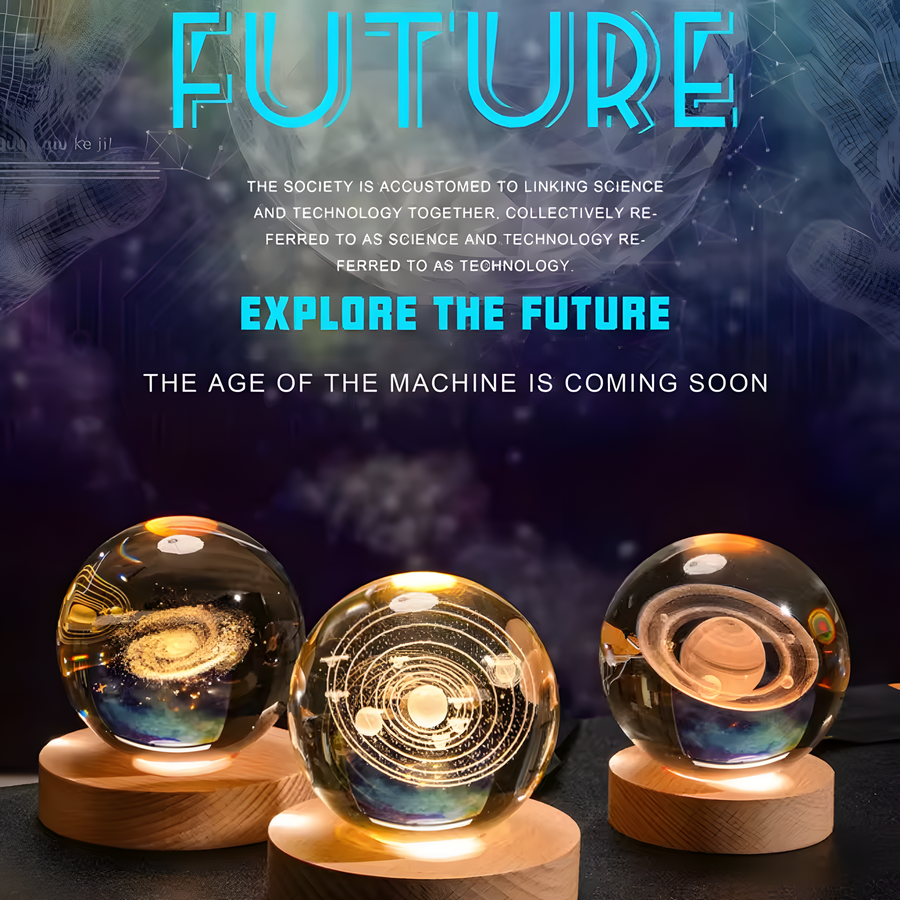 3D Galaxy Crystal Ball Night Light