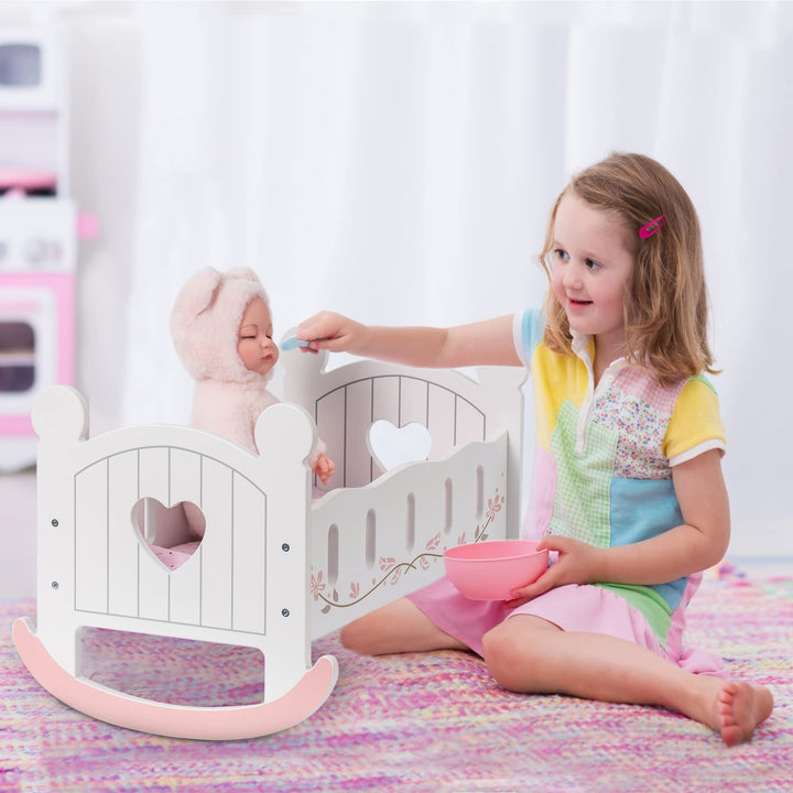 🌟Wooden doll rocking cradle – Gentle and smooth movement, high quality wood, safe and sturdy, perfect for baby to play with dolls every day🌟 (Free shipping🚚)