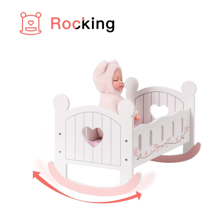 🌟Wooden doll rocking cradle – Gentle and smooth movement, high quality wood, safe and sturdy, perfect for baby to play with dolls every day🌟 (Free shipping🚚)