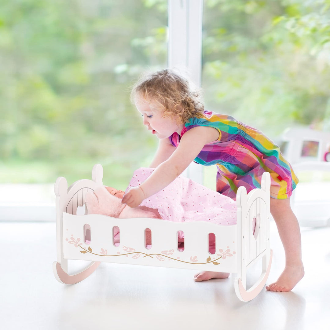 🌟Wooden doll rocking cradle – Gentle and smooth movement, high quality wood, safe and sturdy, perfect for baby to play with dolls every day🌟 (Free shipping🚚)