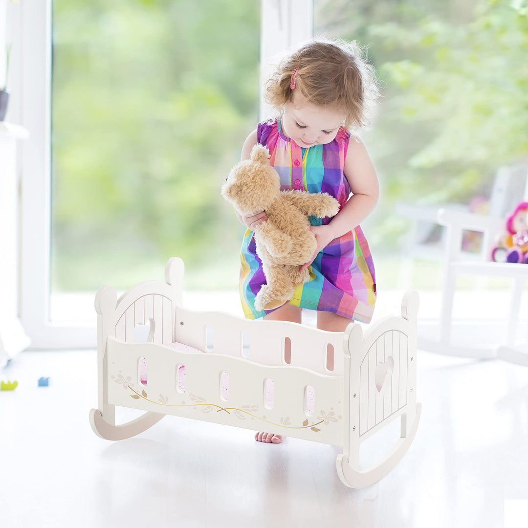 🌟Wooden doll rocking cradle – Gentle and smooth movement, high quality wood, safe and sturdy, perfect for baby to play with dolls every day🌟 (Free shipping🚚)