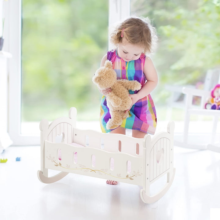 🌟Wooden doll rocking cradle – Gentle and smooth movement, high quality wood, safe and sturdy, perfect for baby to play with dolls every day🌟 (Free shipping🚚)